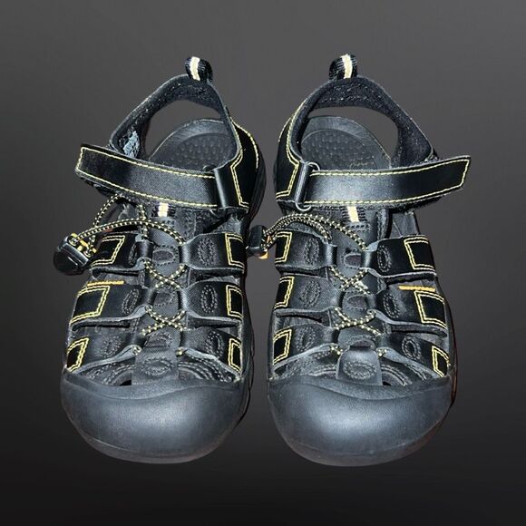 Big Kids' Keen Newport H2 Black Yellow Sandal Size 3 - Picture 2 of 7
